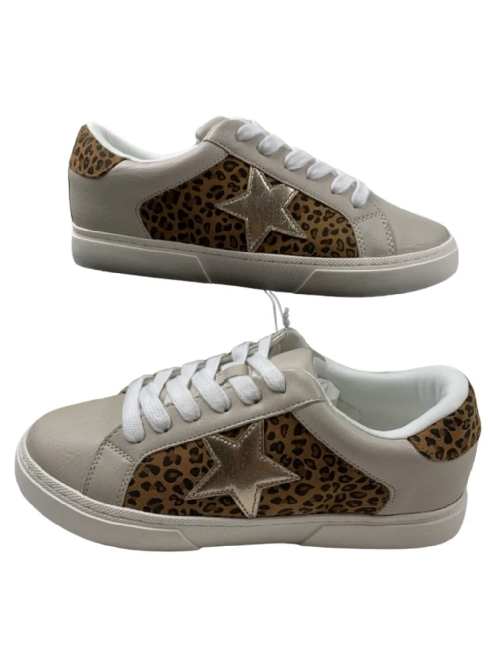 Leopard and Stars Kaitlyn Sneakers Girls Size 5 Animal Print Casual